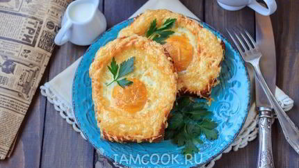 Гренки с сыром и яйцом в духовке