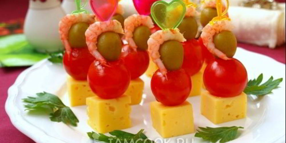 Рецепт канапе с креветками