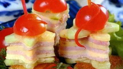 Канапе с ветчиной и сыром