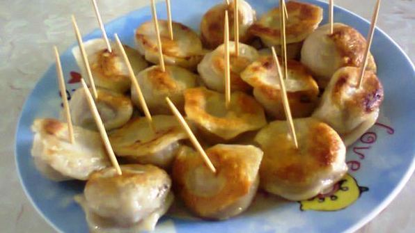 жареные пельмени канапе