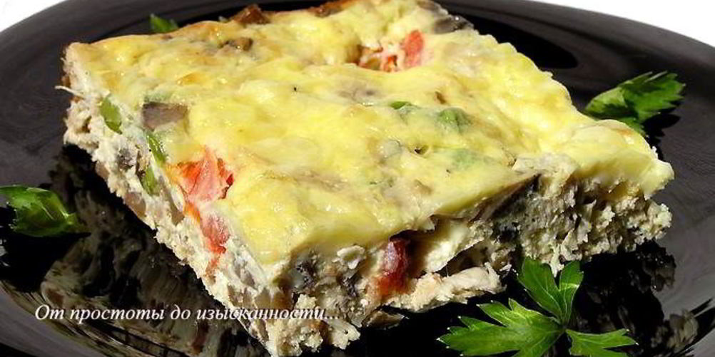 Рецепт фриттаты с курицей, грибами и зеленым горошком