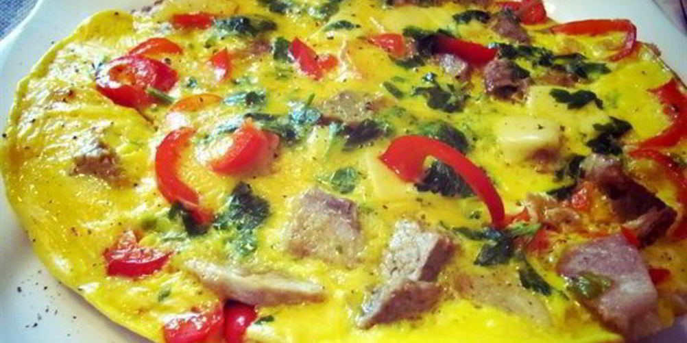 Рецепт фриттаты с телятиной, красным перцем и шпинатом