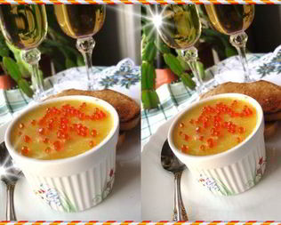 Паштет из семги с красной икрой и вином