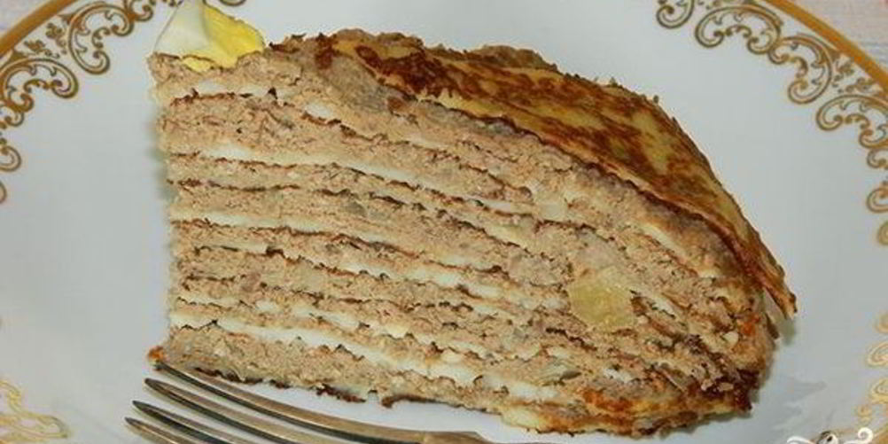 Рецепт блинного торта с печенью