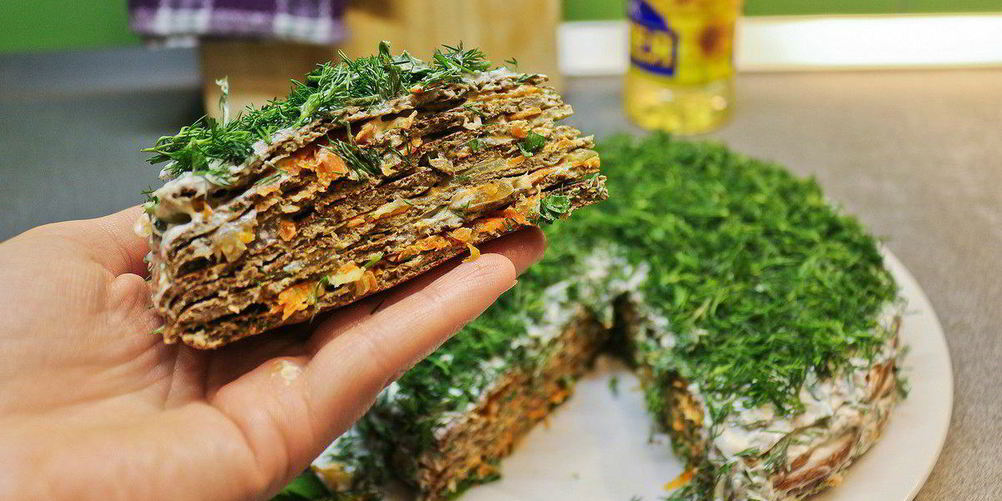 Рецепт печеночного торта с грибами