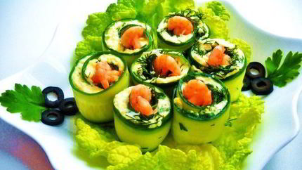 Огуречные роллы с яйцом и креветками