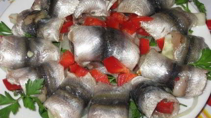 Роллы из кильки с болгарским перцем