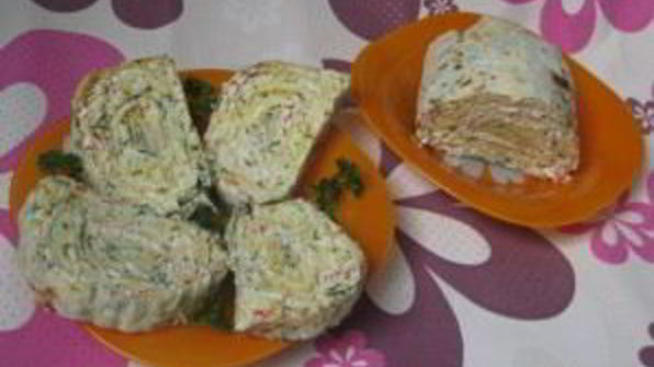 рулет из лаваша с крабовыми палочками