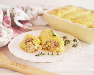 Рулетики из картофеля с фаршем