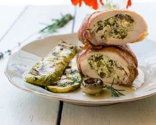 Рулетики из курицы со шпинатом и грибами