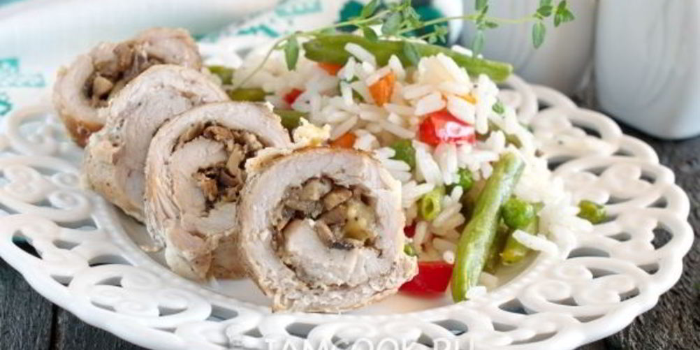 Рецепт свиных рулетиков с грибами