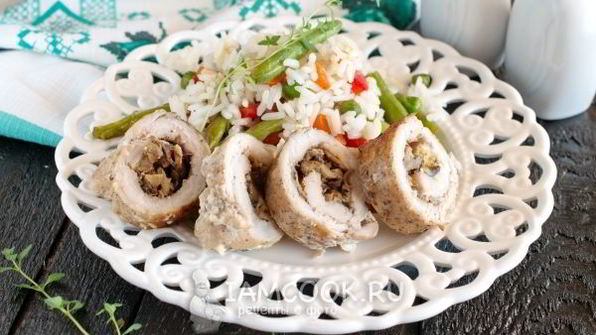 свиные рулетики с грибами