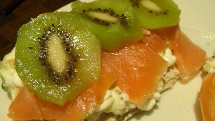 Сэндвичи с копченым лососем и киви