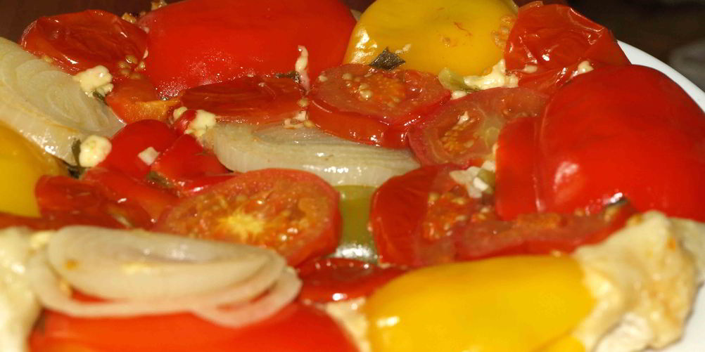 Рецепт овощного тарта с помидорами, болгарским перцем, луком