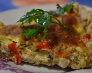 Тарт с курицей, грибами и сладким перцем