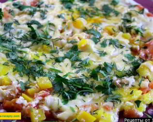 Яичница с сыром и овощами