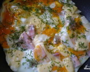 Яичница с ветчиной и сыром
