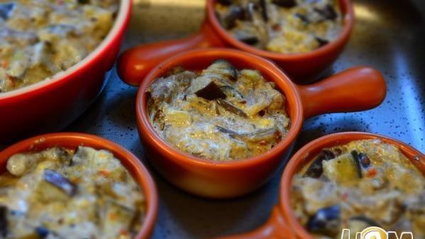 жульен с вешенками и баклажанами