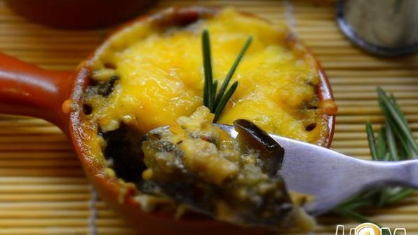 жульен с вешенками и баклажанами