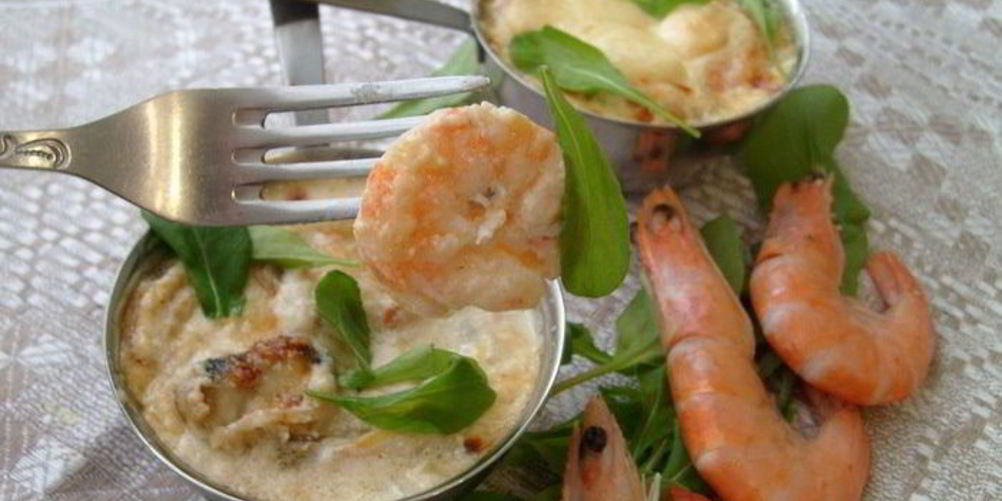 Рецепт жюльена с креветками и мидиями